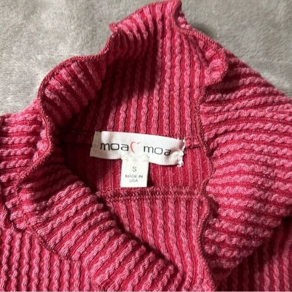 Moa Moa S Cranberry Red Ribbed Mock neck Long Sleeve Top - Picture 8 of 9